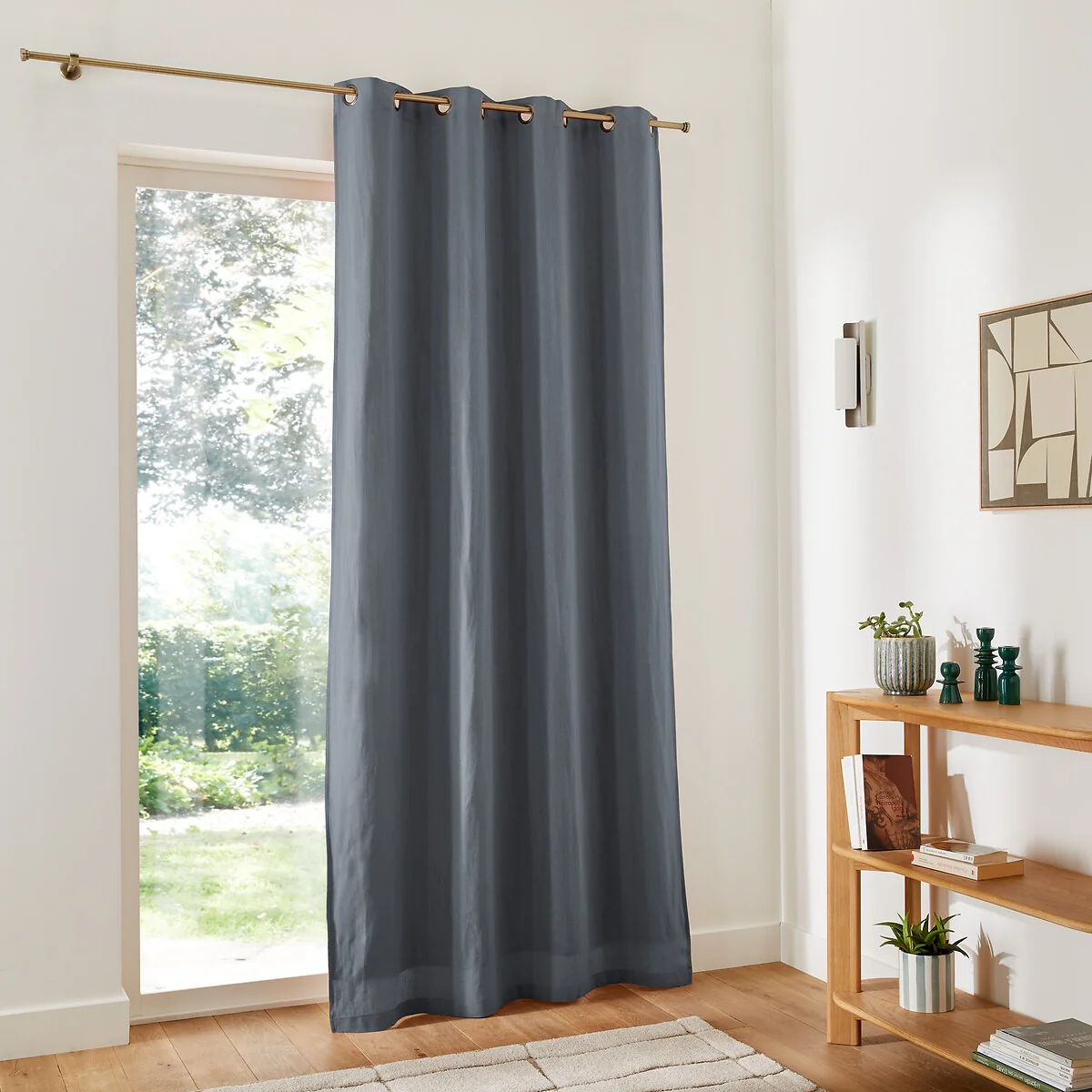 Onega Washed Linen Single Lined Blackout Curtain with Eyelets – image 3