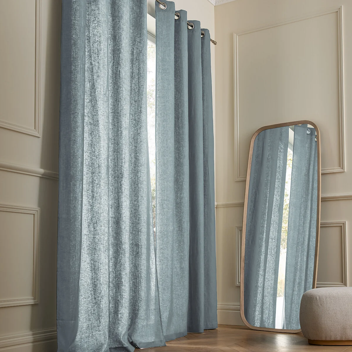 Private Pre-Washed Single Linen Curtain with Eyelets – image 2