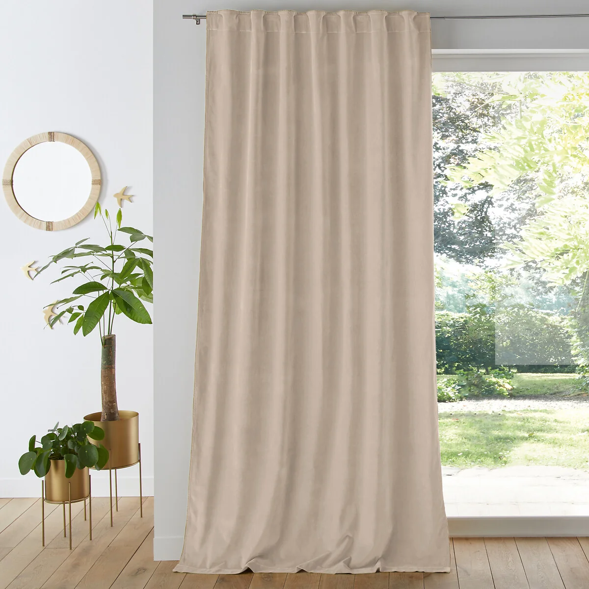 Velvet 100% Cotton Thermal Curtain with Hidden Tabs – image 1