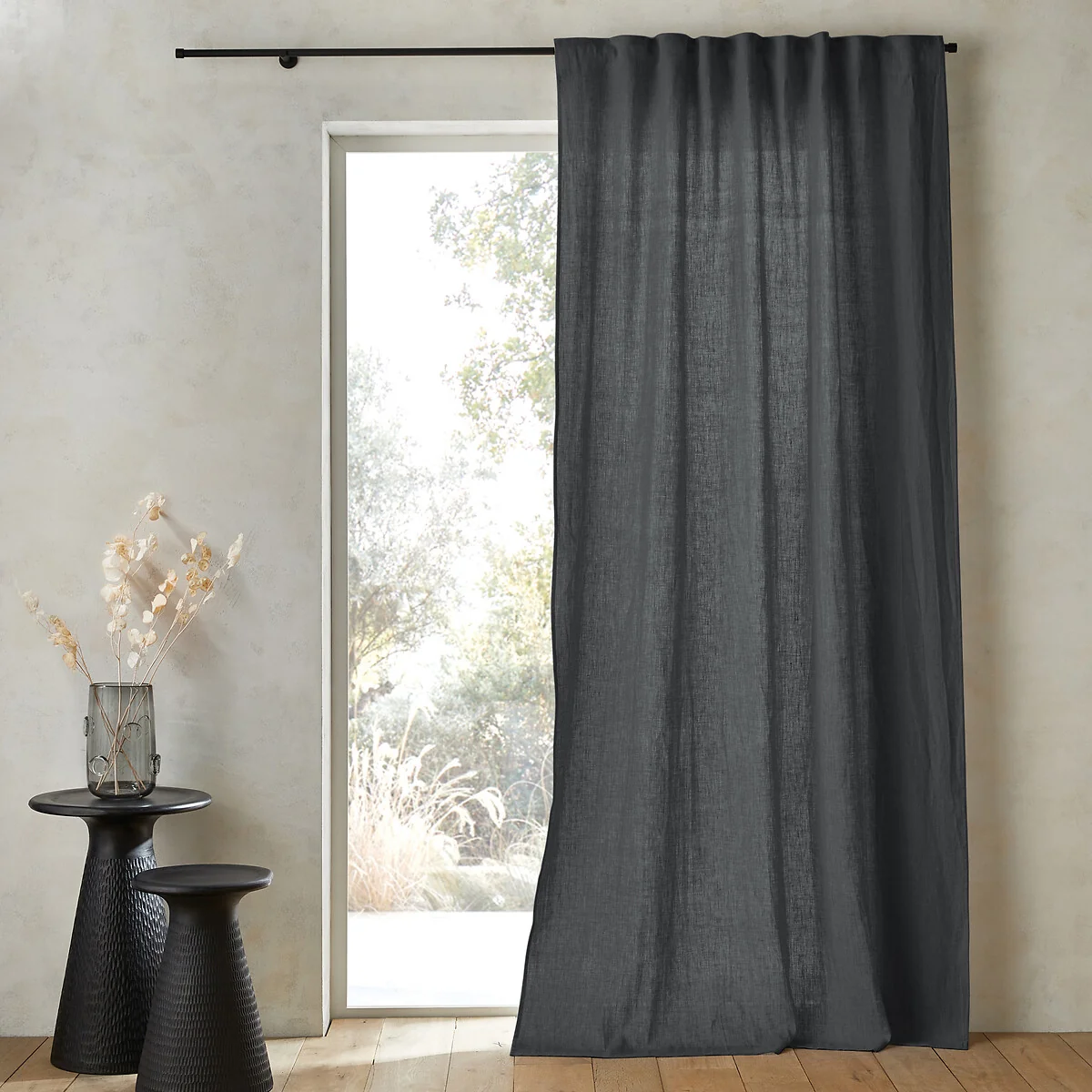 Private Ruffled Washed Linen Curtain – image 1