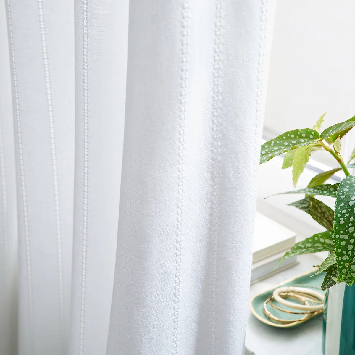 Lino Plain Cotton Openwork Curtain with Concealed Tabs – image 2
