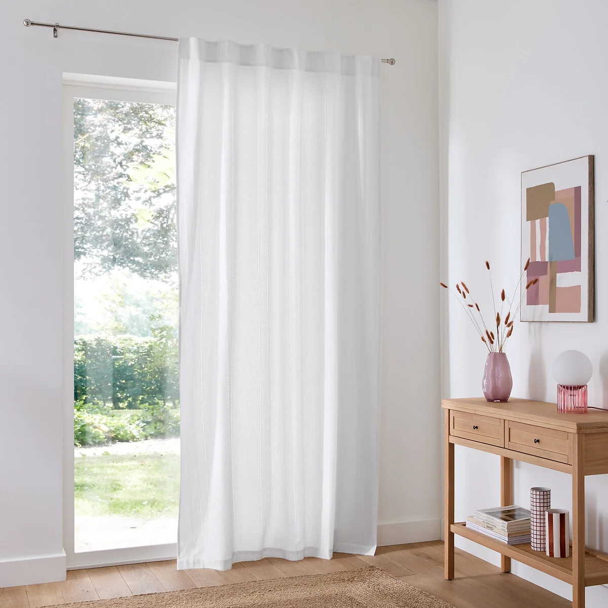Lino Plain Cotton Openwork Curtain with Concealed Tabs – image 3