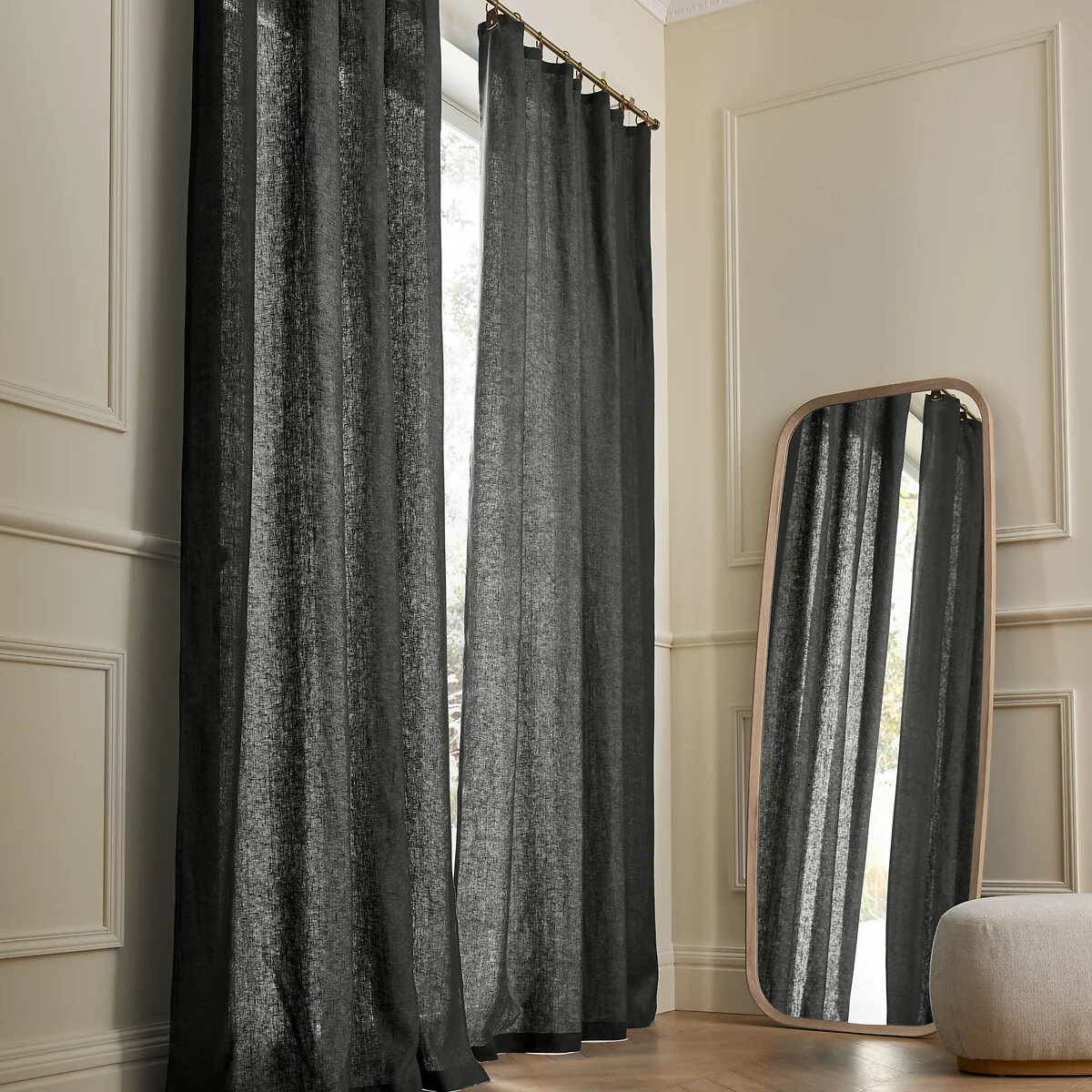 Private Washed Linen Curtain with Loops – image 1
