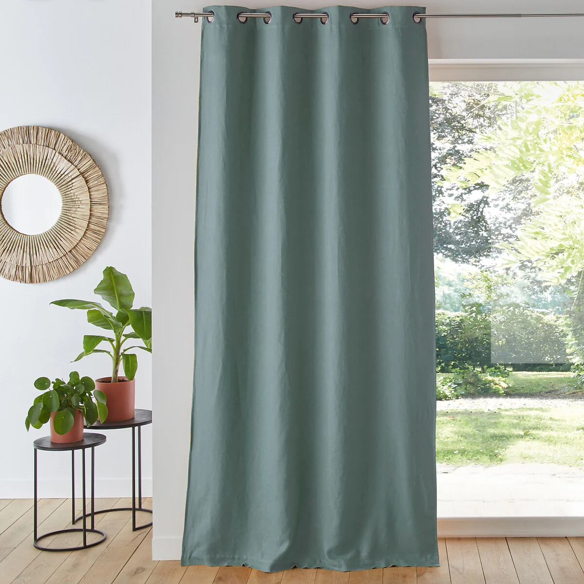 Onega Washed Linen Single Lined Blackout Curtain with Eyelets – image 1