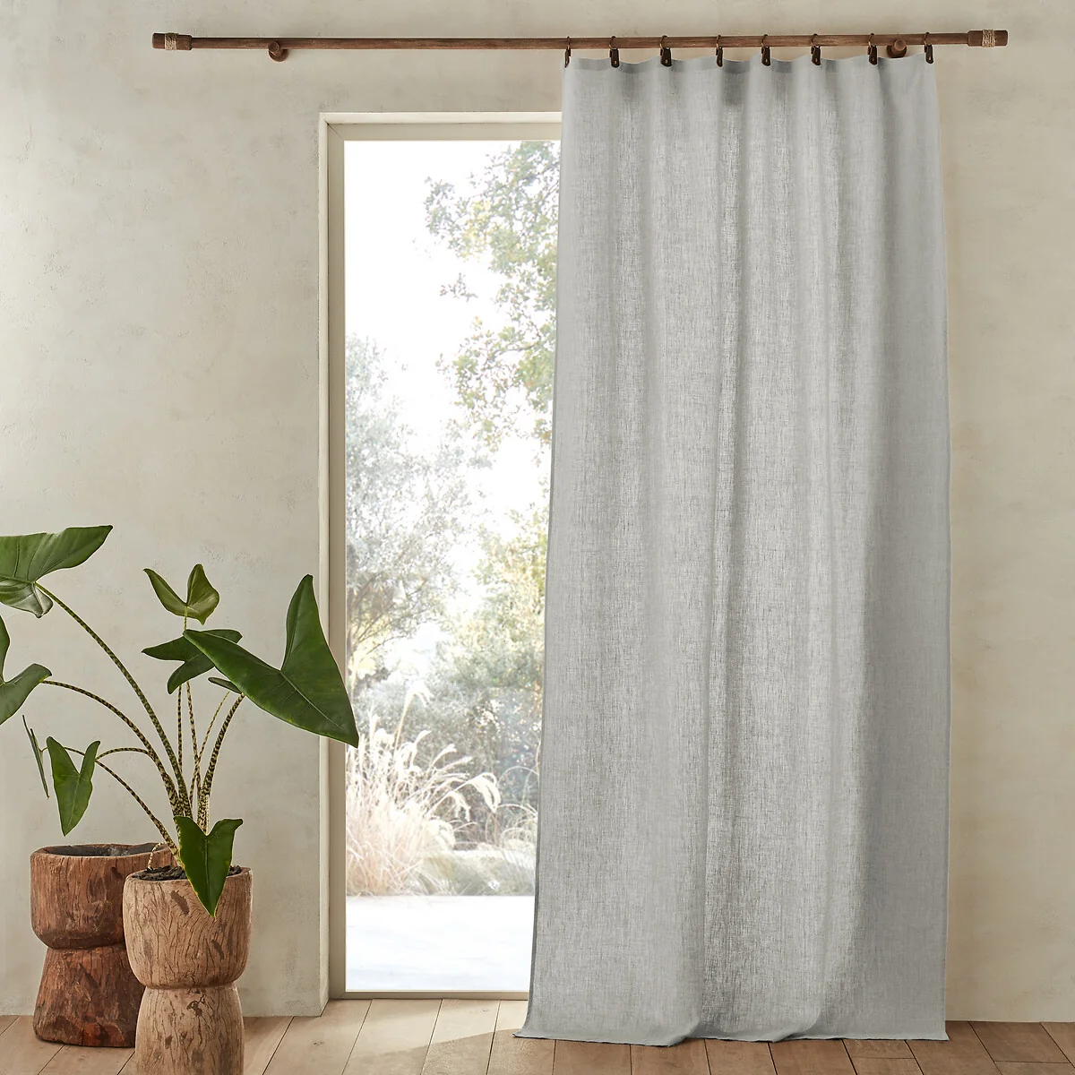 Private 100% Washed Linen Curtain with Loops – image 1