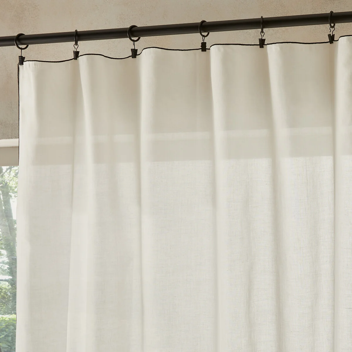 Halka 100% Organic Washed Cotton Voile Sheer Curtain Panel – image 2