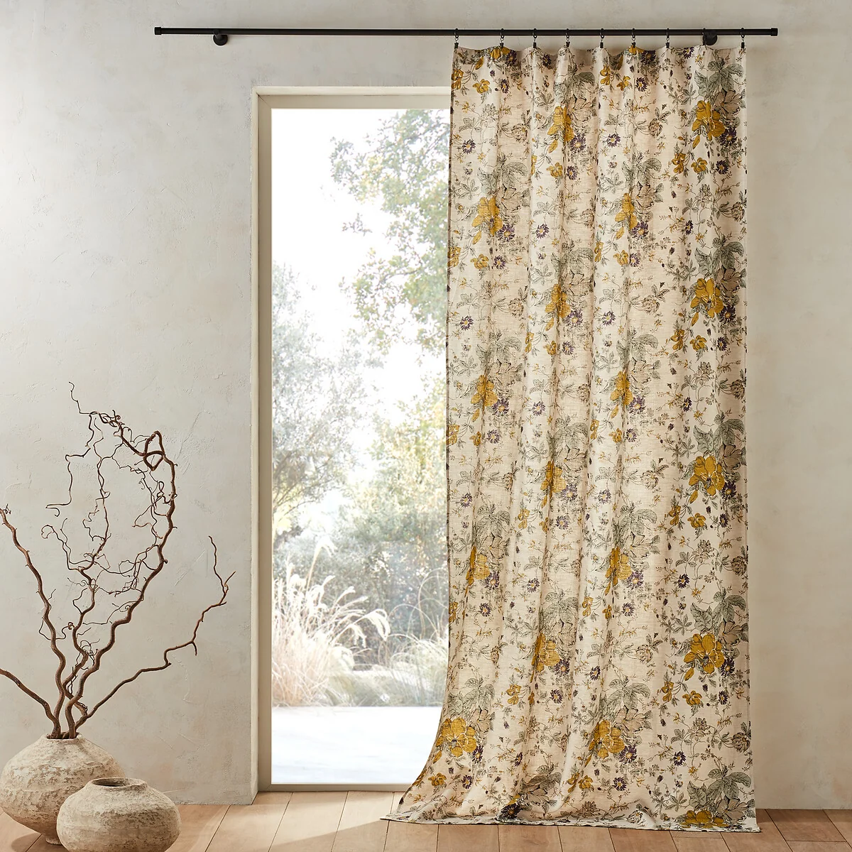 Alizou Single Floral 100% Linen Curtain – image 1