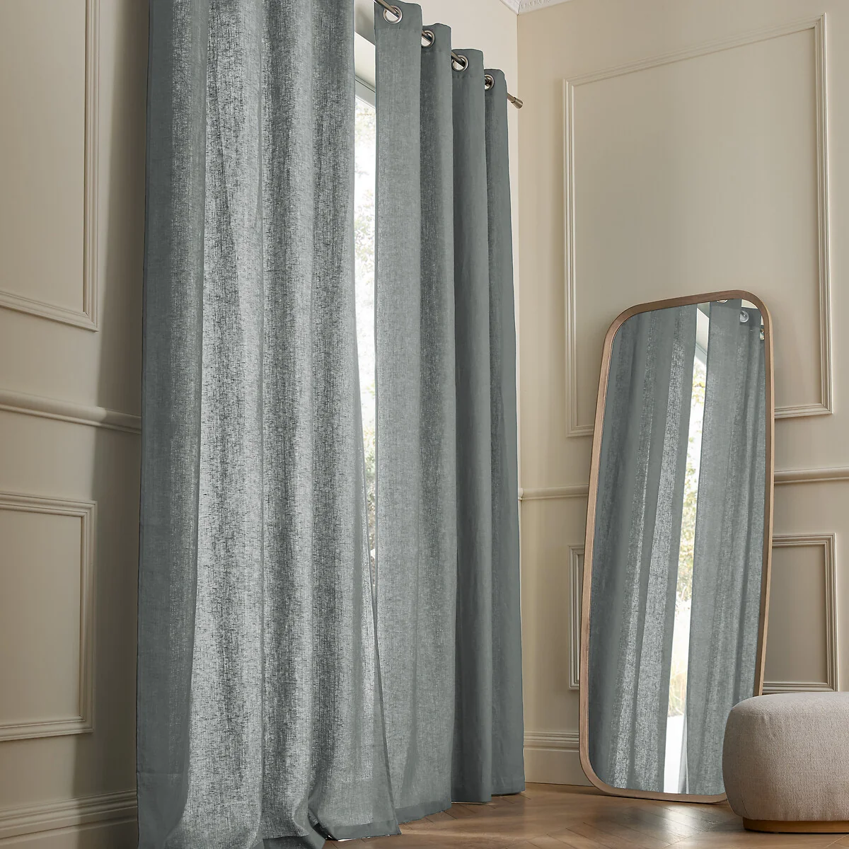 Private 100% Pre-Washed Linen Curtain with Eyelets – image 2