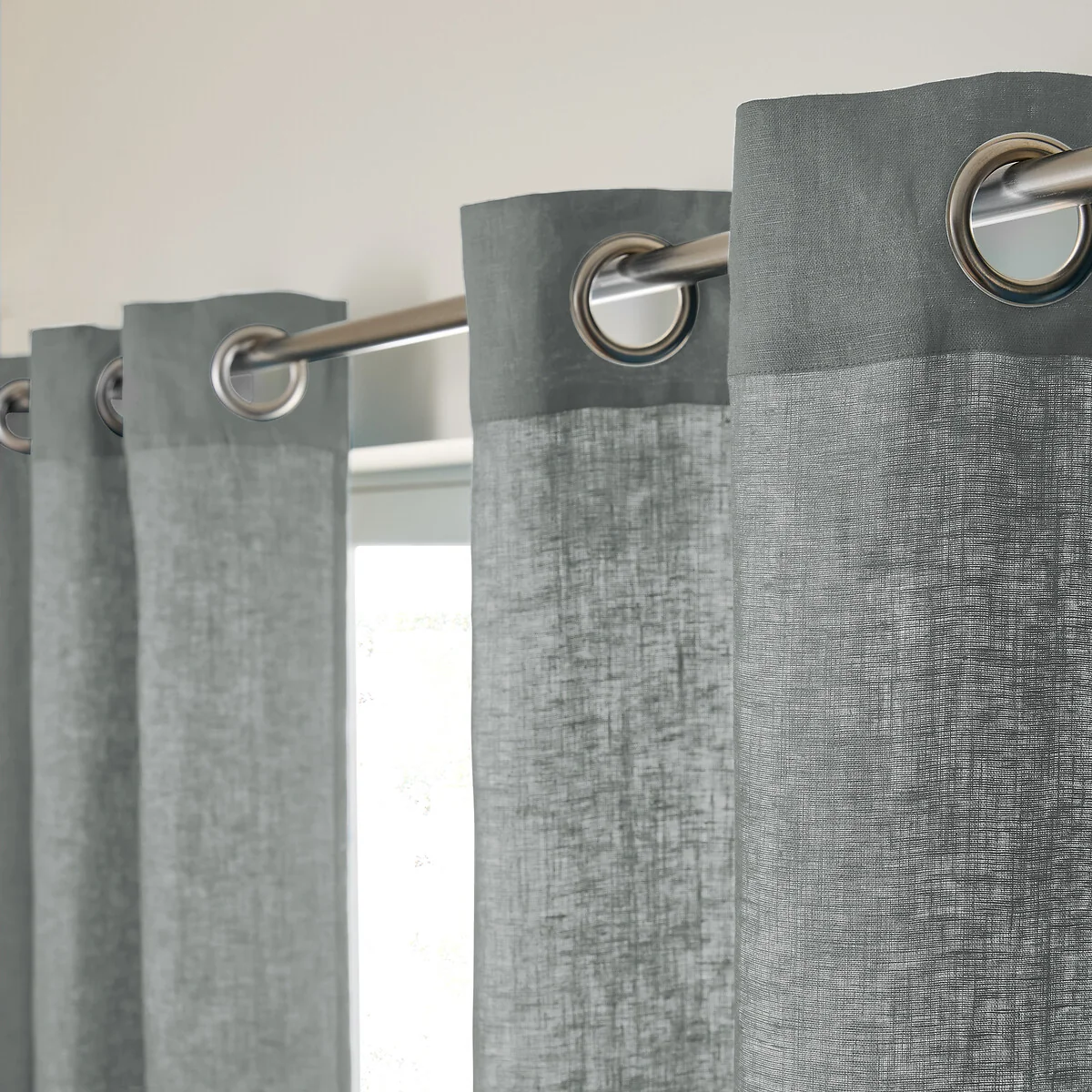 Private 100% Pre-Washed Linen Curtain with Eyelets – image 4