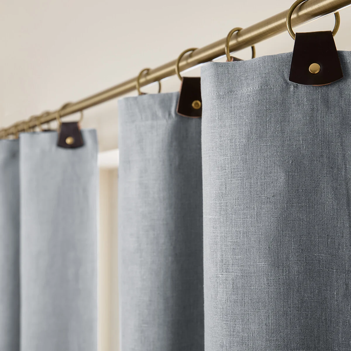 Private Washed Linen Curtain with Leather Tab Top Header – image 2