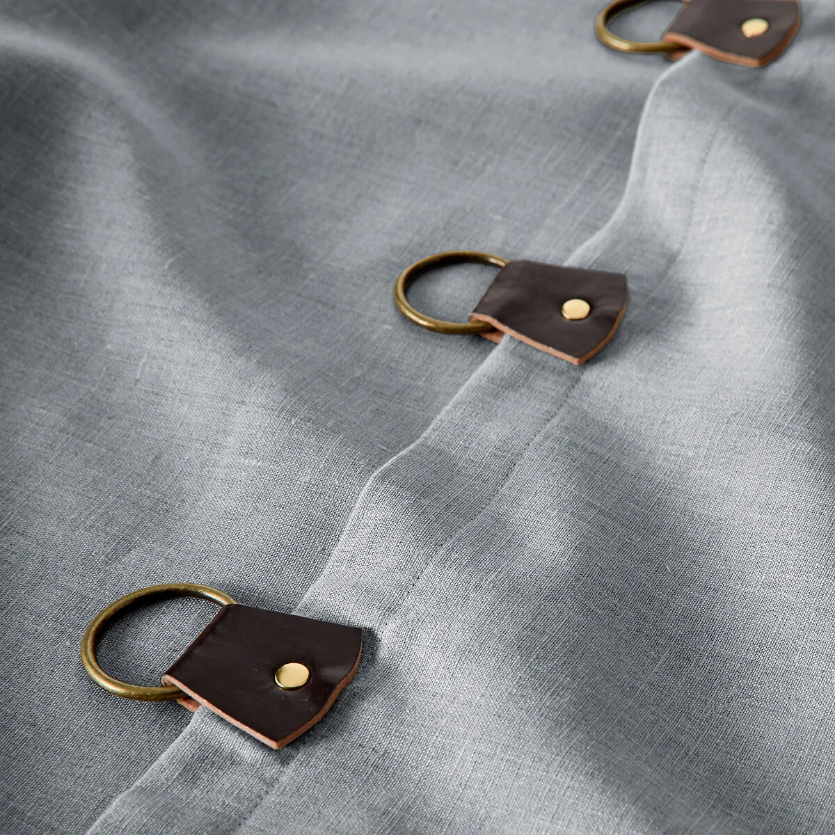 Private Washed Linen Curtain with Leather Tab Top Header – image 4