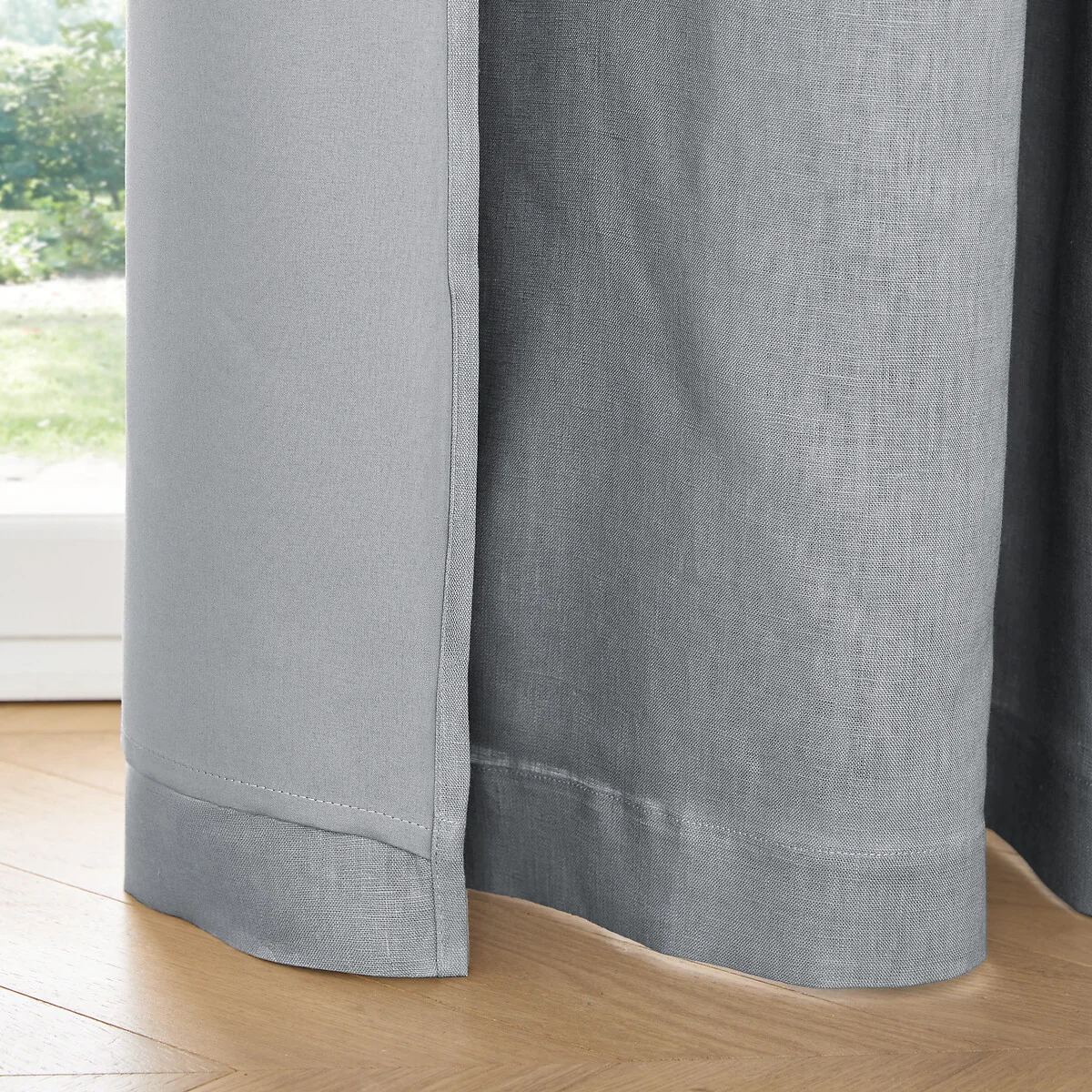 Private Washed Linen Curtain with Leather Tab Top Header – image 5