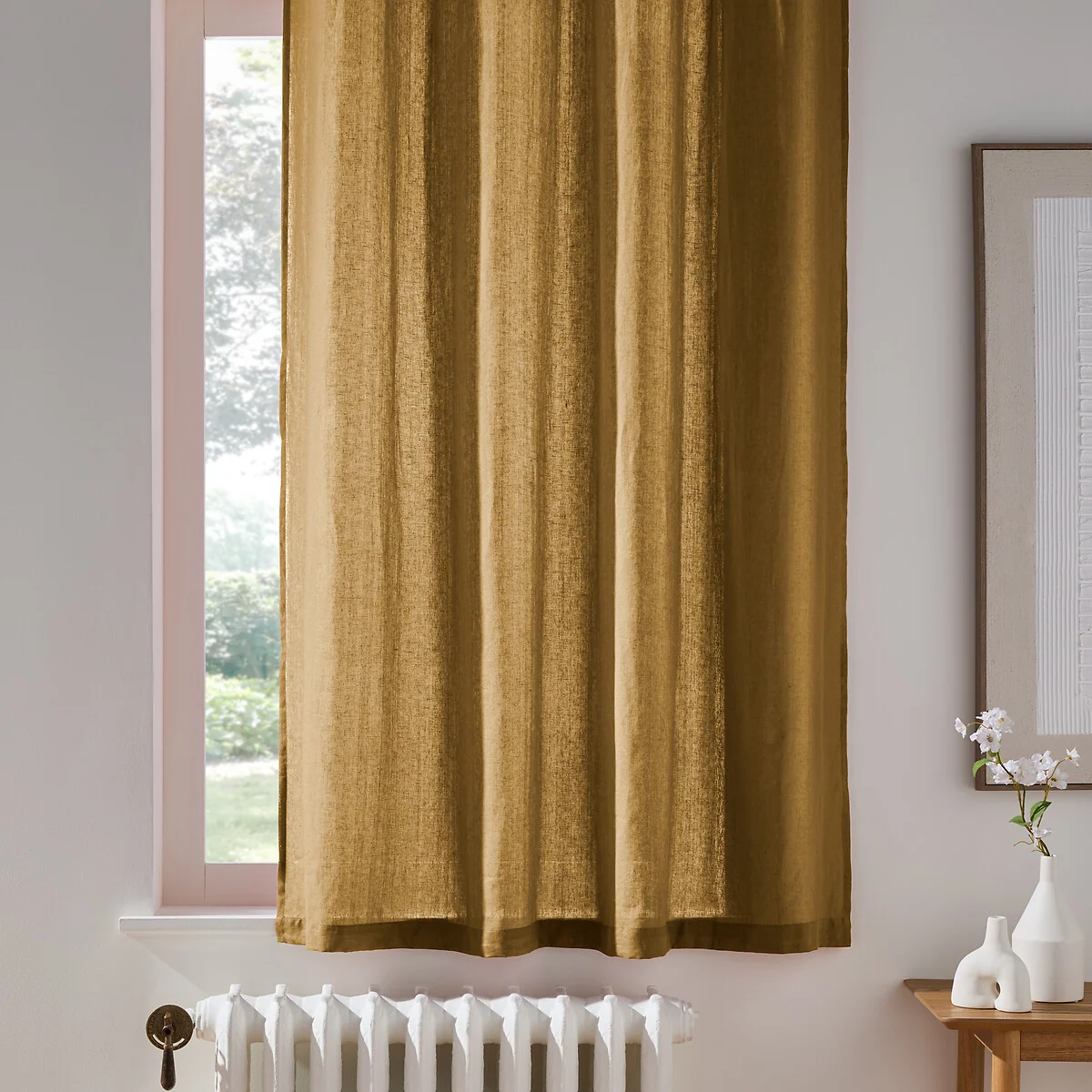 Onega 100% Washed Linen Radiator Curtain with Eyelets – image 2