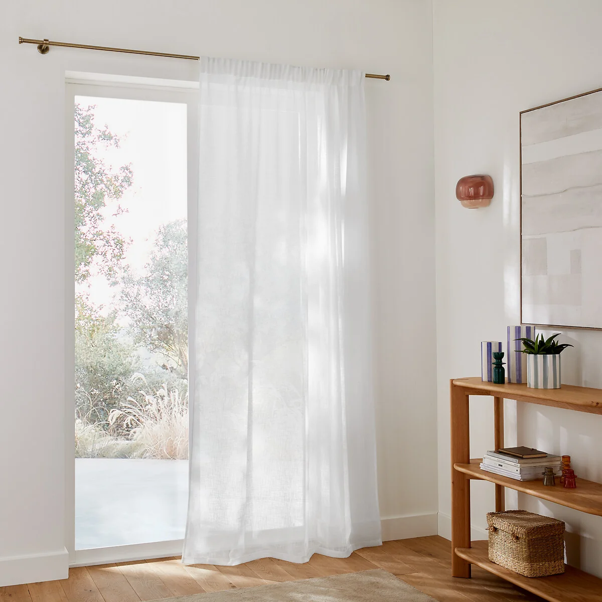 Nyong Gathered Braid Linen Effect Sheer Curtain – image 3