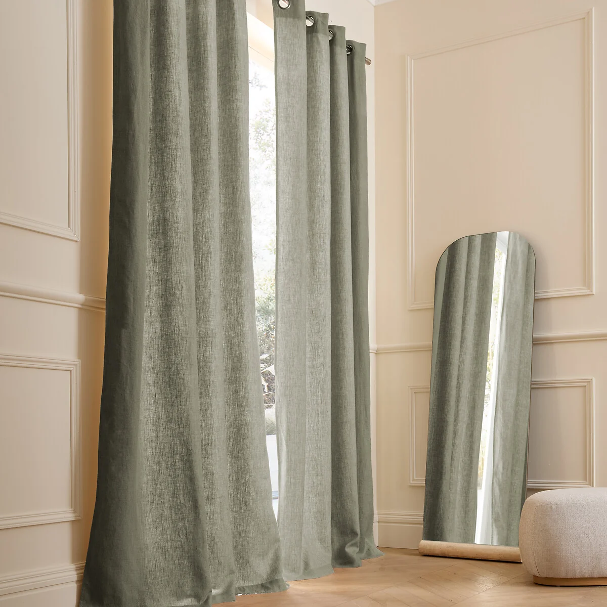 Private Single Lined Pre-Washed Linen Curtain with Eyelets – image 2