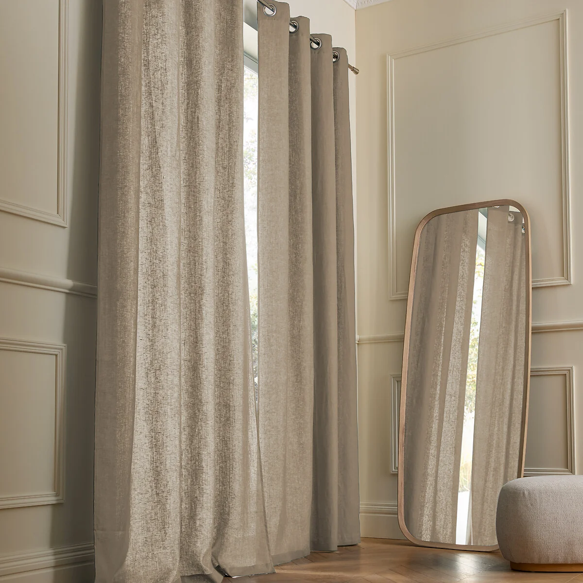 Private 100% Pre-Washed Linen Curtain with Eyelets – image 2