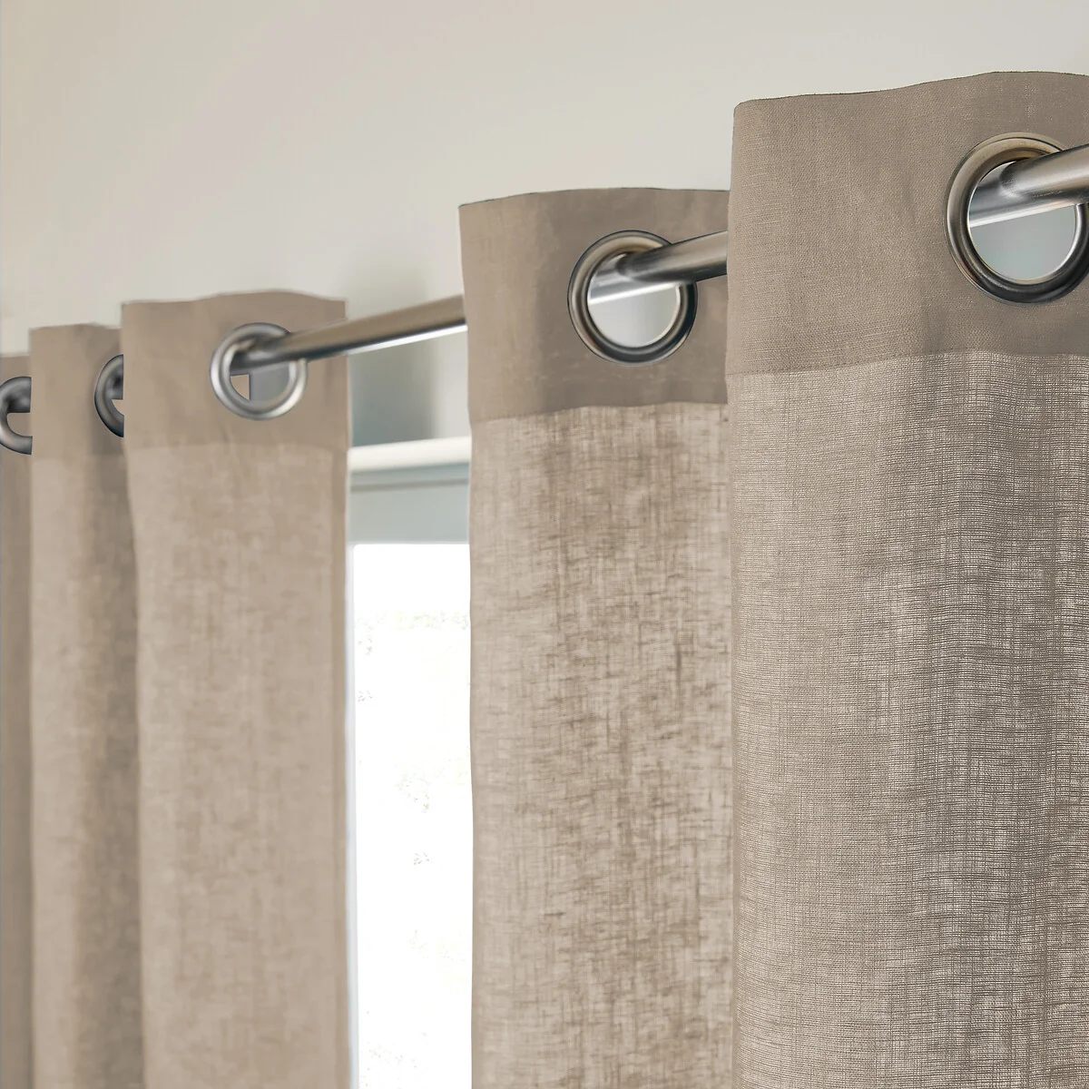 Private 100% Pre-Washed Linen Curtain with Eyelets – image 4