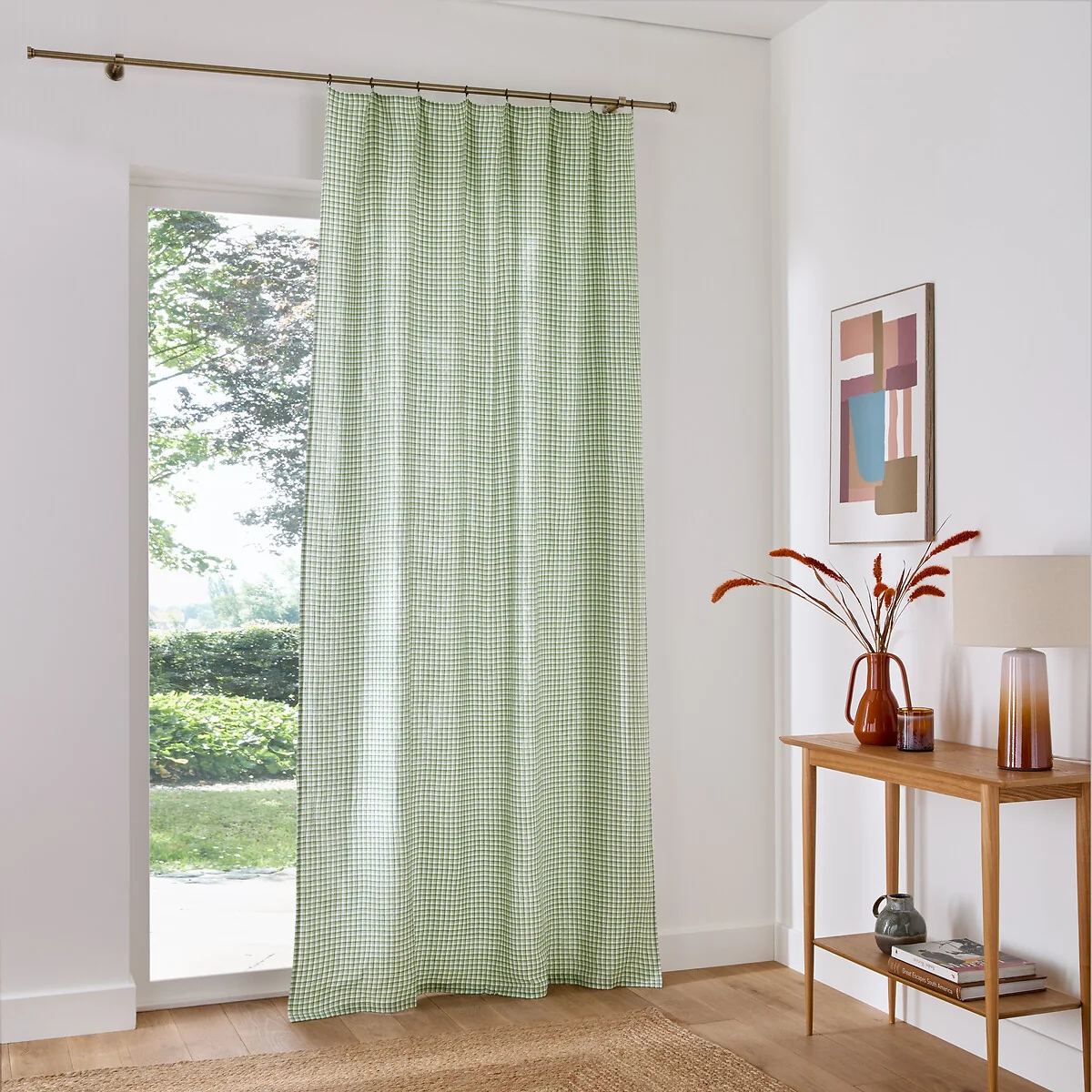 Ninon Gingham Print Cotton Muslin Curtain with Rings – image 3