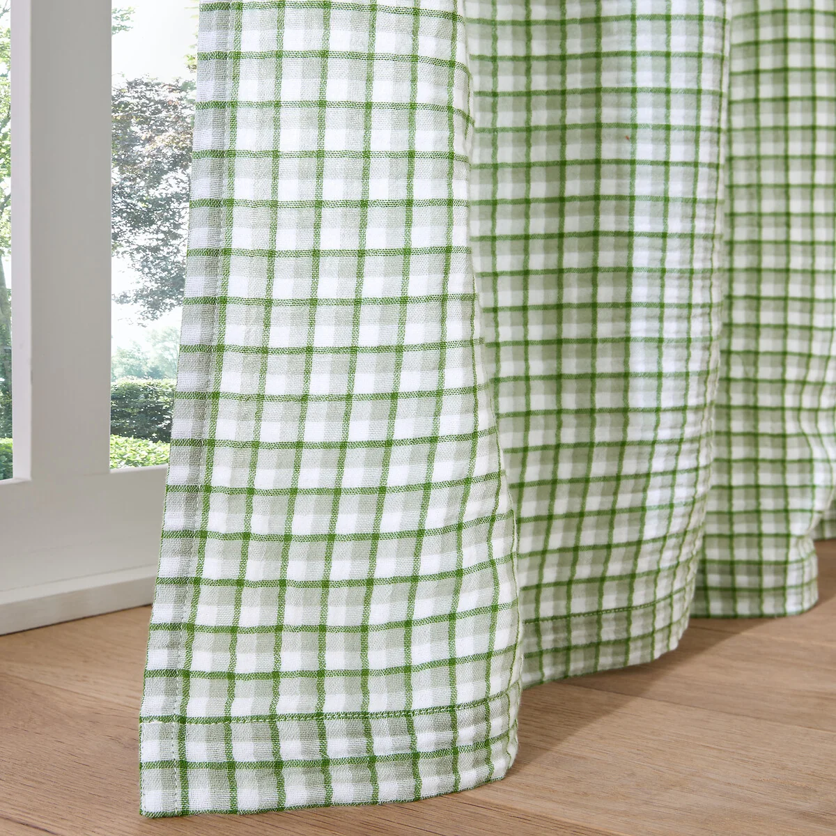 Ninon Gingham Print Cotton Muslin Curtain with Rings – image 4