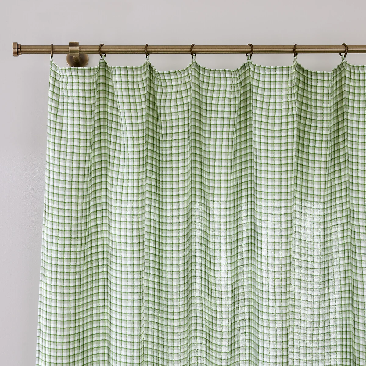 Ninon Gingham Print Cotton Muslin Curtain with Rings – image 1