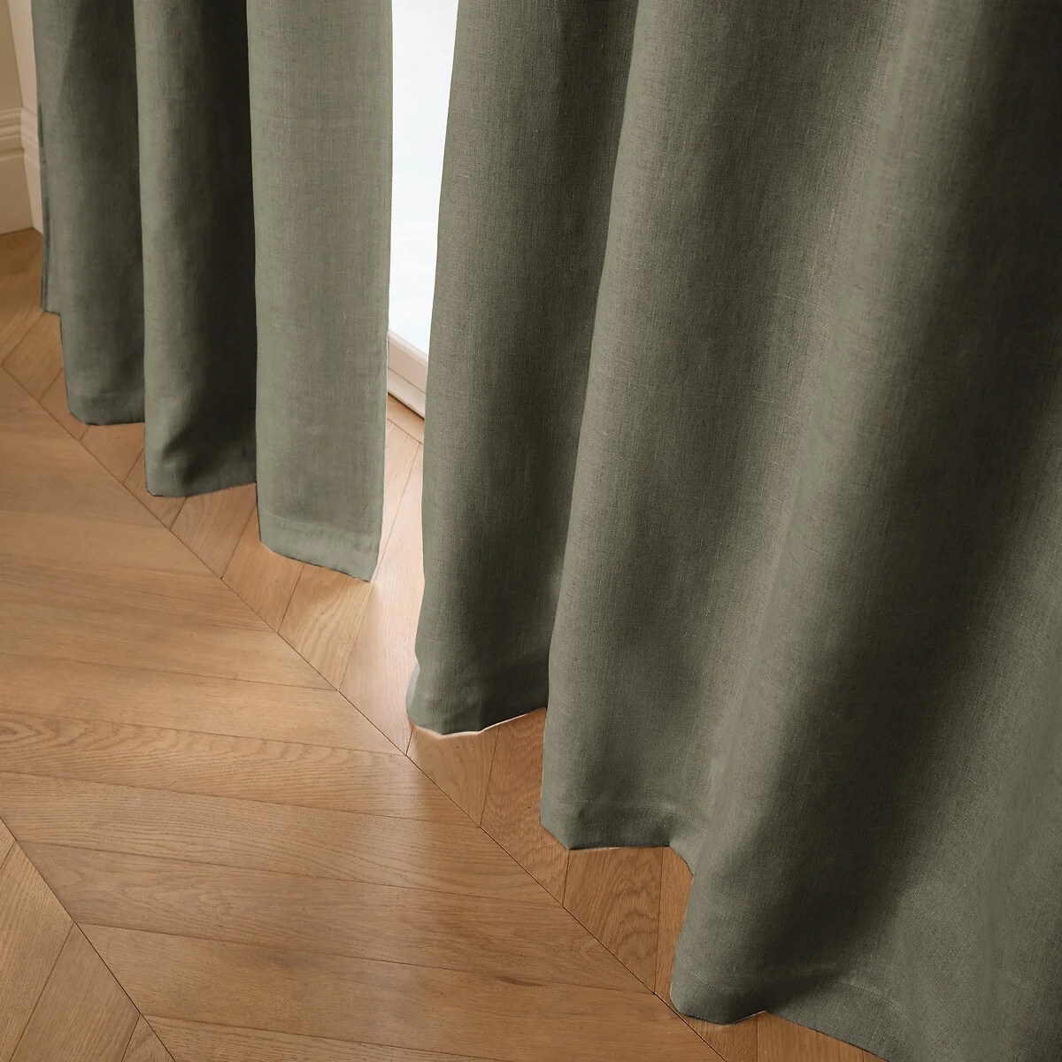 Private Washed Linen Curtain with Leather Tab Top Header – image 2