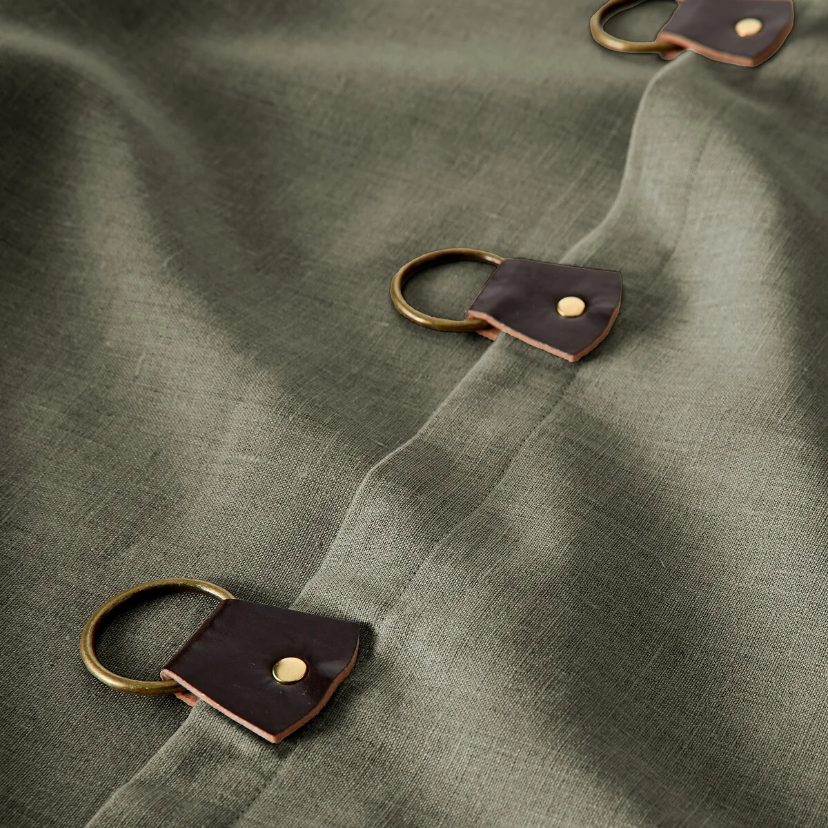 Private Washed Linen Curtain with Leather Tab Top Header – image 5