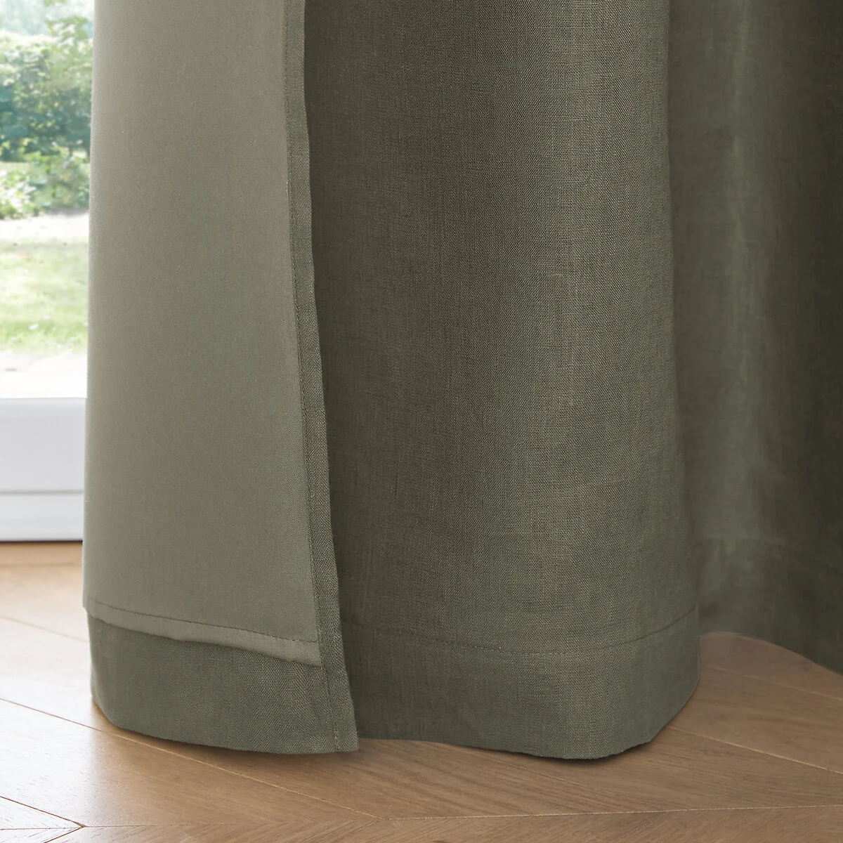 Private Washed Linen Curtain with Leather Tab Top Header – image 6