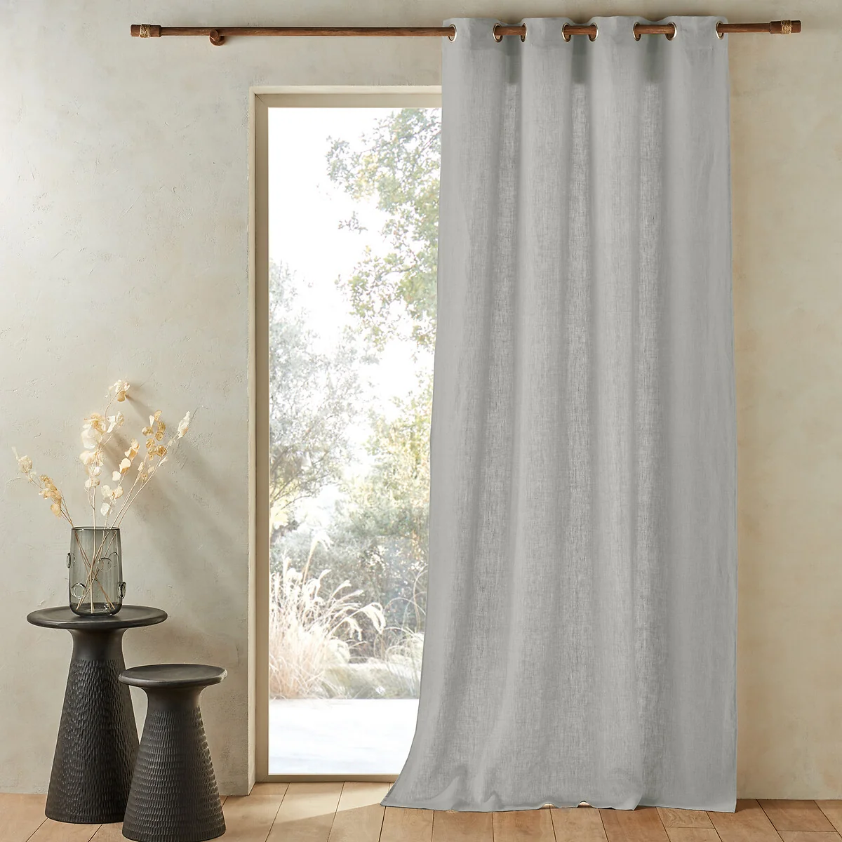 Private Pre-Washed Single Linen Curtain with Eyelets – image 1
