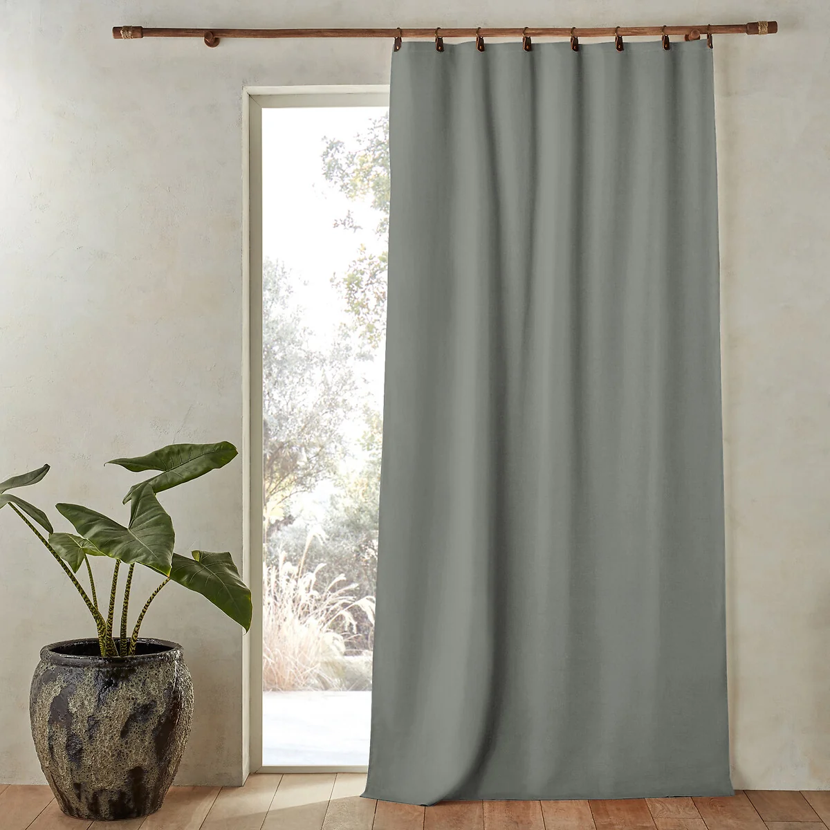 Private Blackout 100% Washed Linen Curtain with Rings – image 1