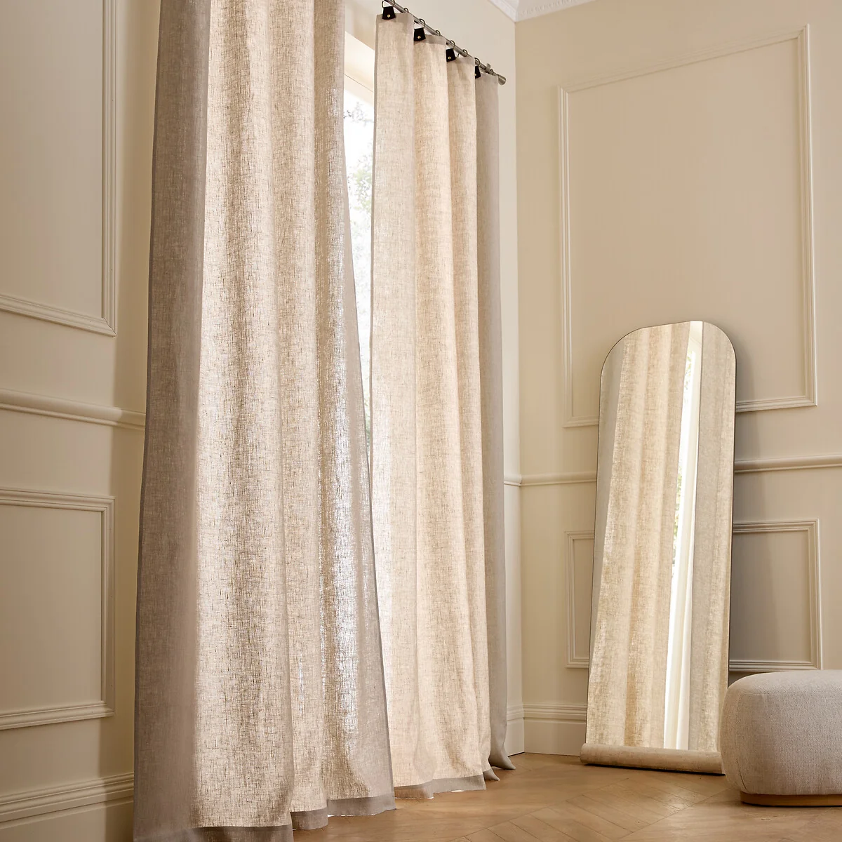 Private 100% Washed Linen Curtain with Rings – image 2