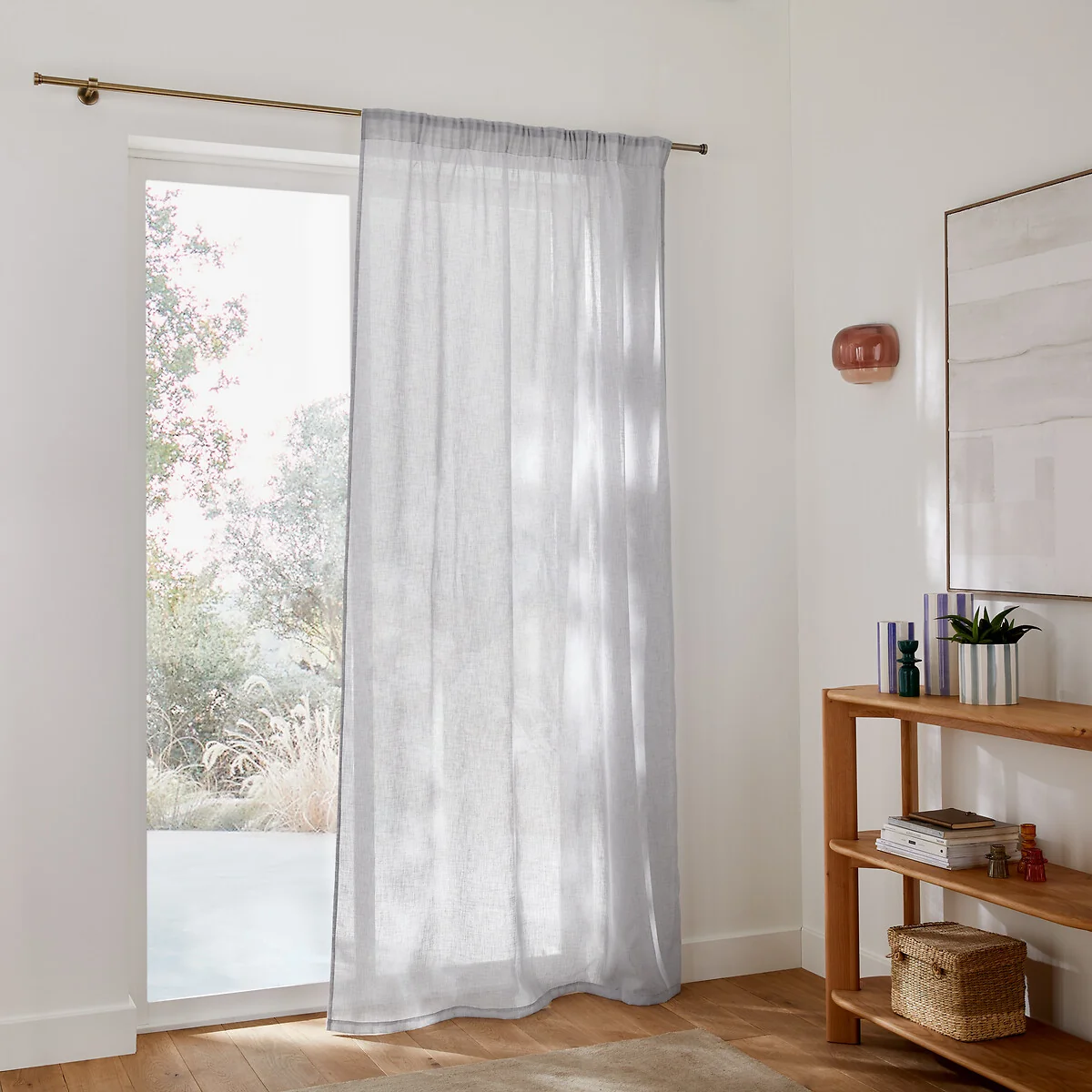 Nyong Gathered Braid Linen Effect Sheer Curtain – image 3