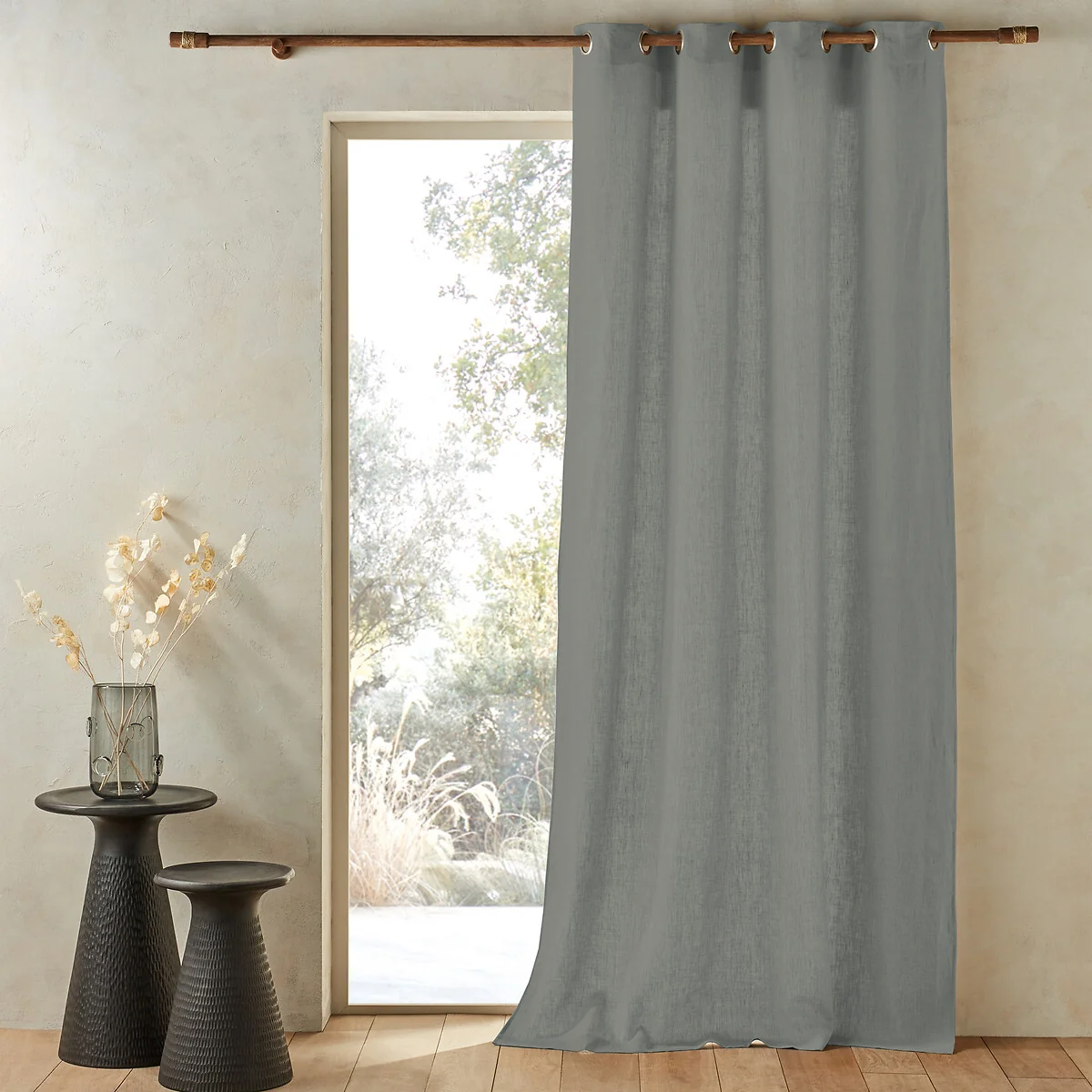 Private Pre-Washed Single Linen Curtain with Eyelets – image 1