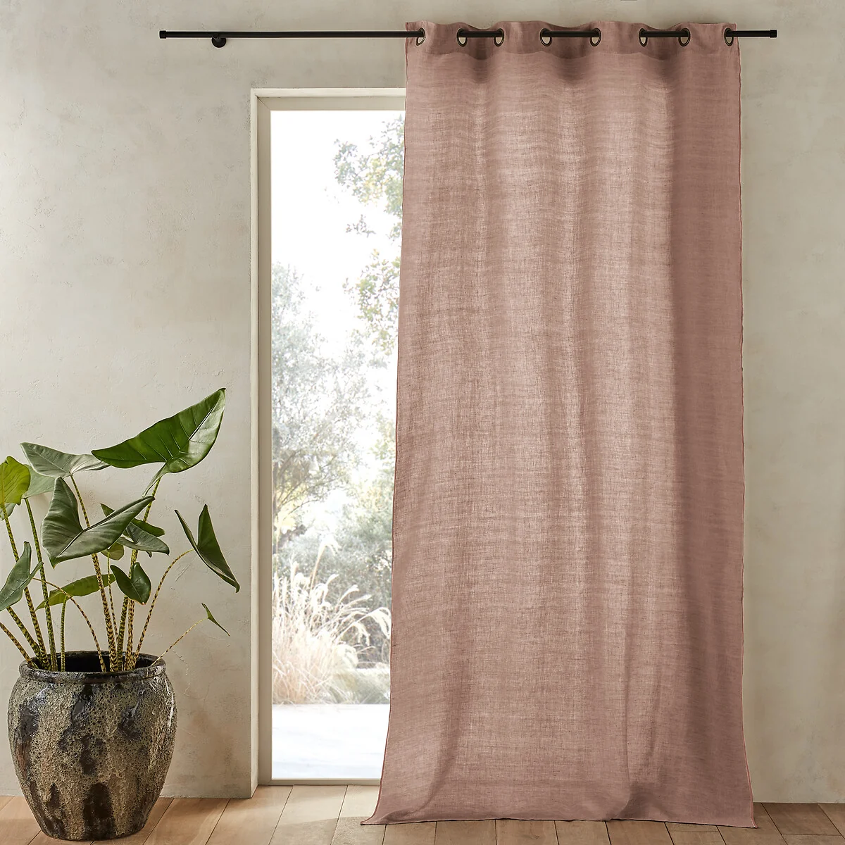 Bombaya Linen Chambray Single Curtain with Eyelets – image 1