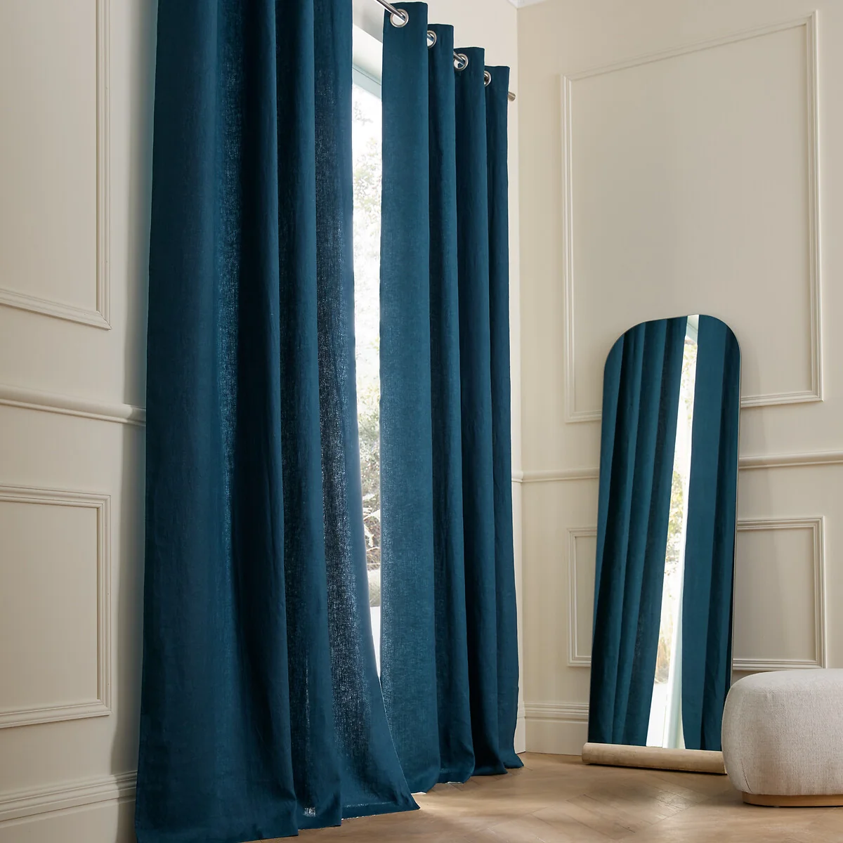 Private Single Lined Pre-Washed Linen Curtain with Eyelets – image 2
