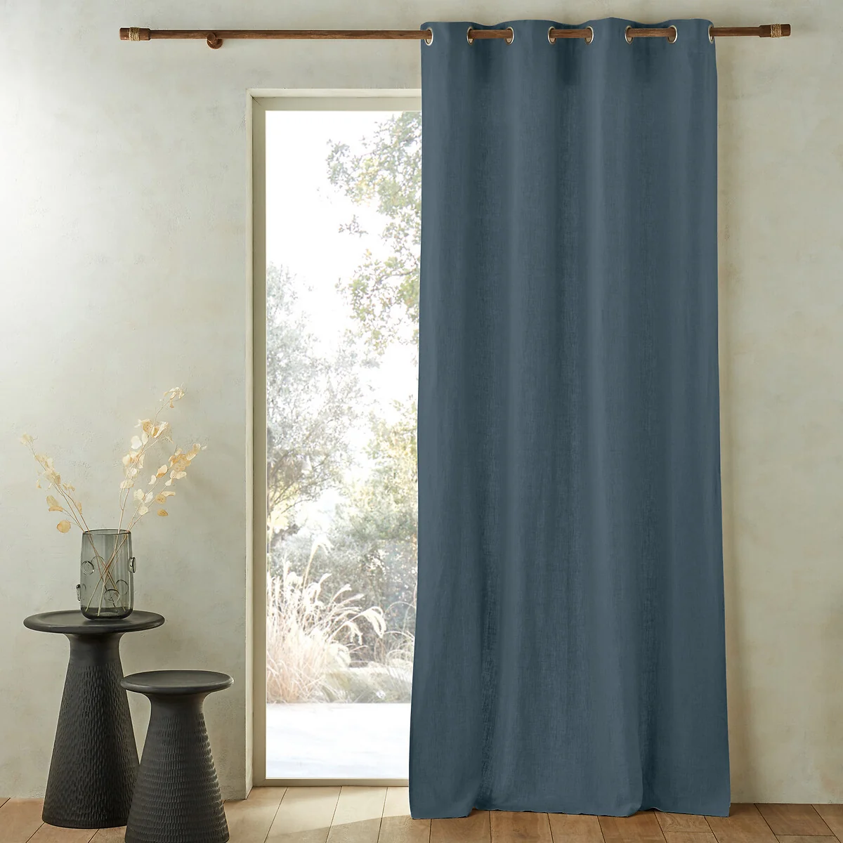 Private Single Lined Pre-Washed Linen Curtain with Eyelets – image 1