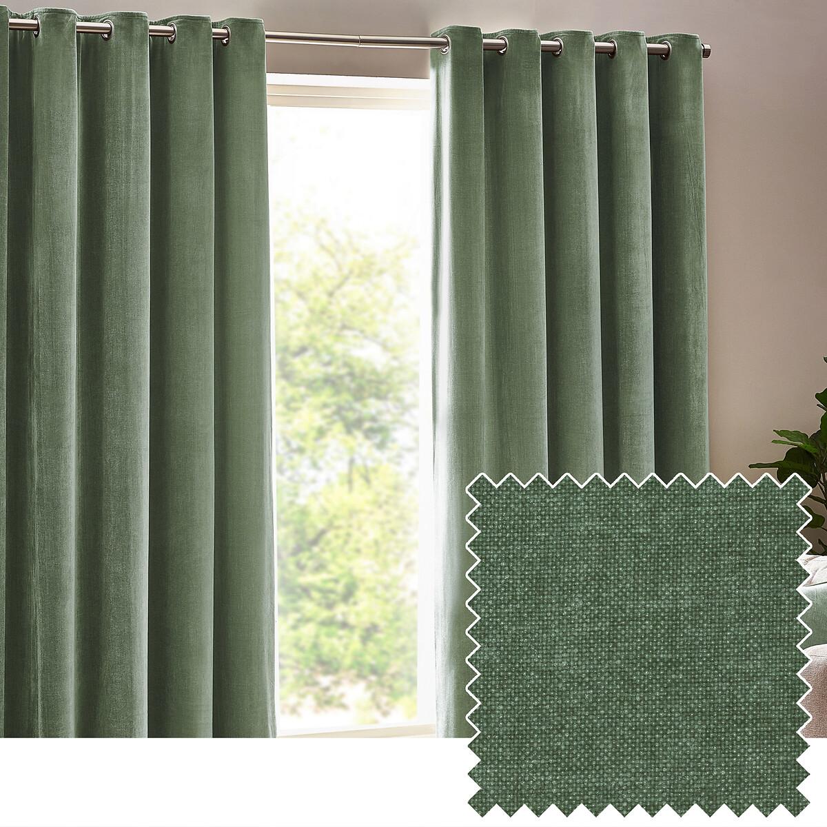 Heavy Chenille Velvet Room Darkening Eyelet Curtains – image 5