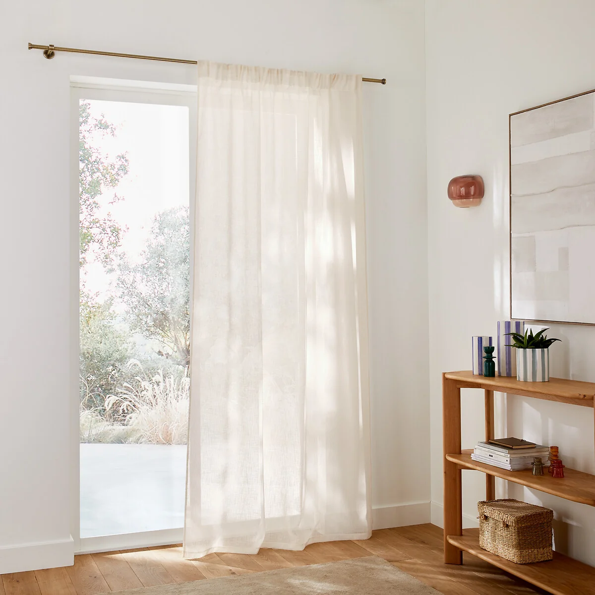 Nyong Gathered Braid Linen Effect Sheer Curtain – image 3