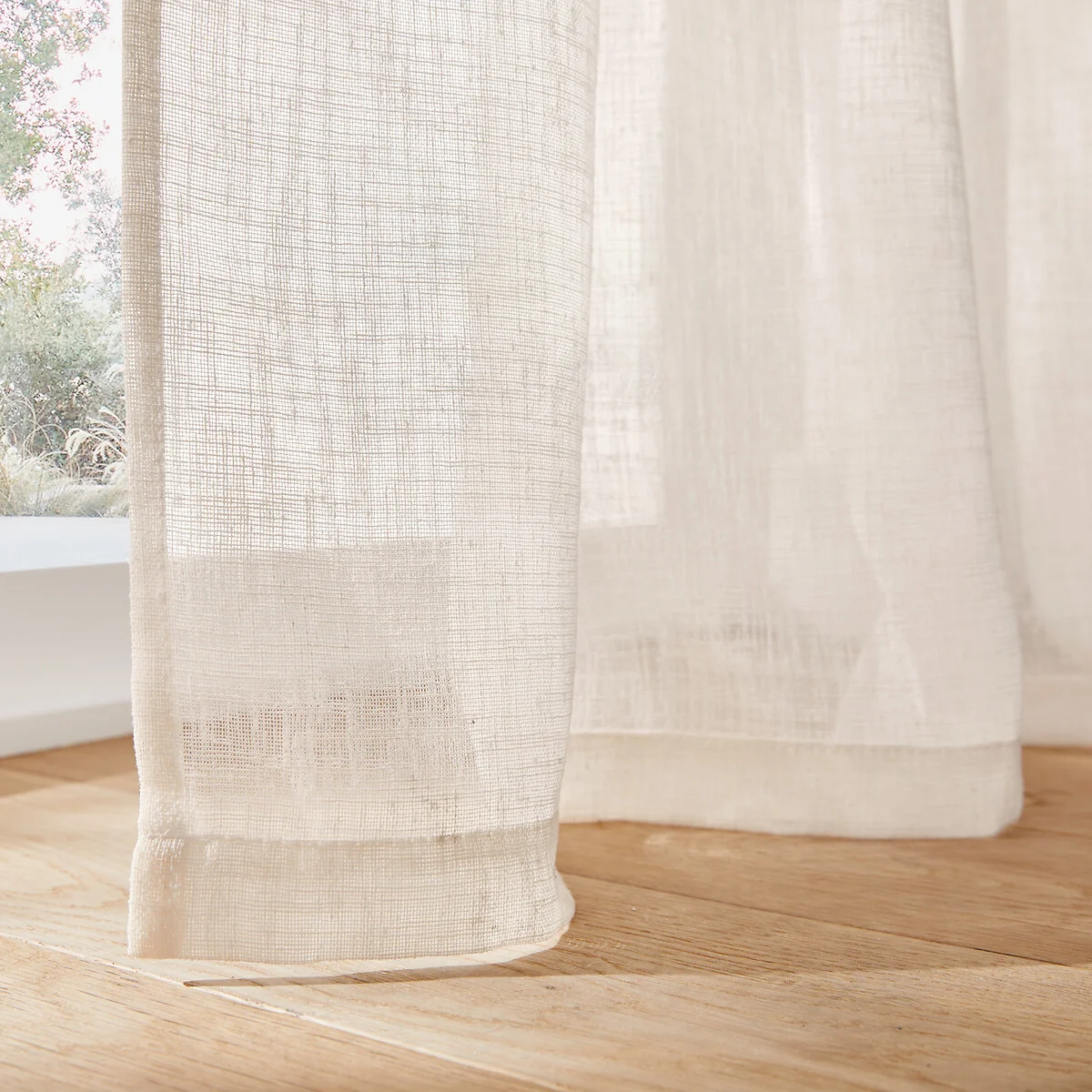 Nyong Gathered Braid Linen Effect Sheer Curtain – image 4