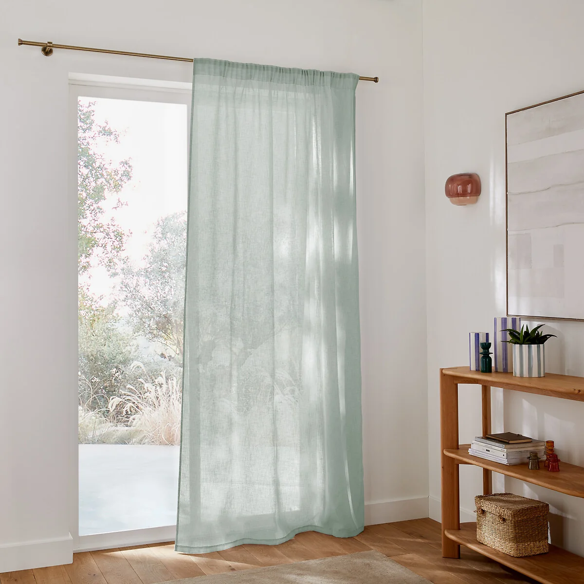 Nyong Gathered Braid Linen Effect Sheer Curtain – image 3