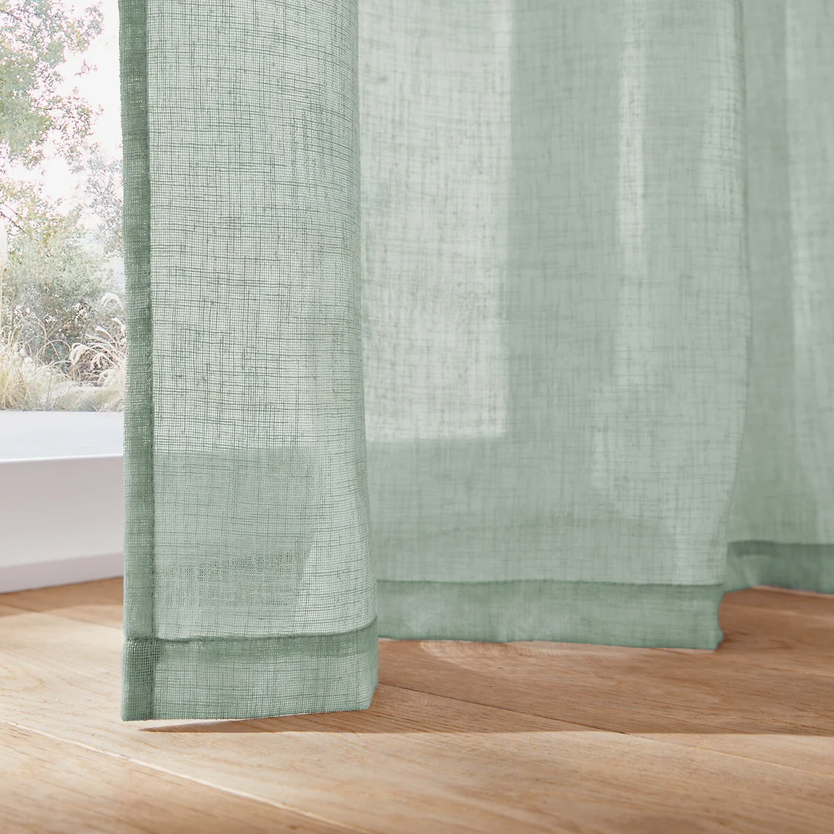 Nyong Gathered Braid Linen Effect Sheer Curtain – image 4