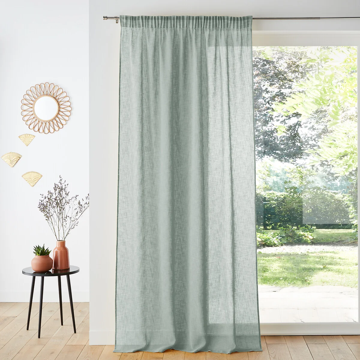 Nyong Gathered Braid Linen Effect Sheer Curtain – image 1