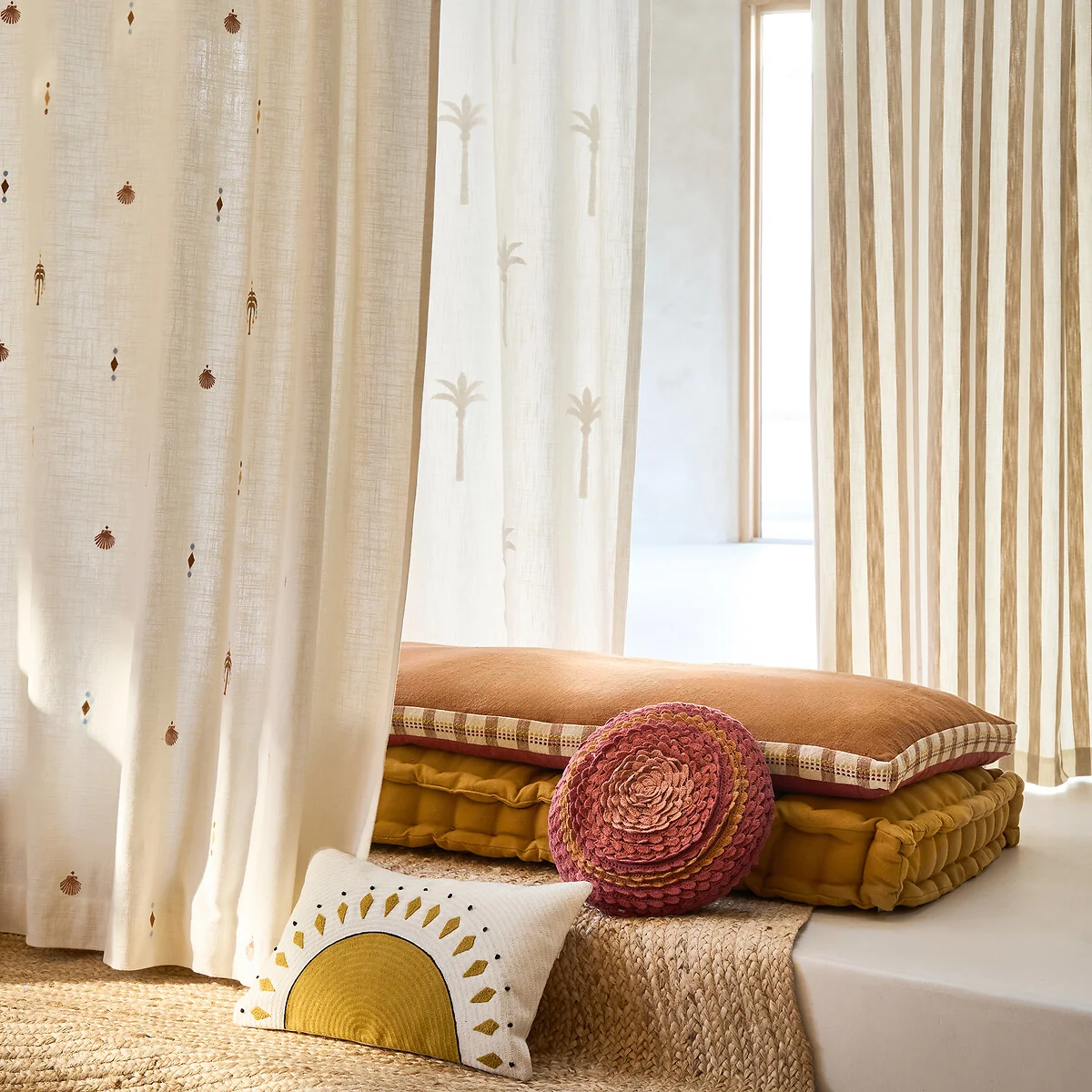 Palmae Palm Tree Print Cotton Bouclé Curtain – image 2