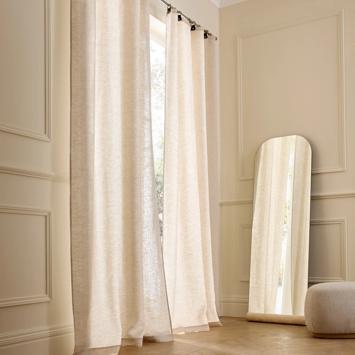 Private 100% Washed Linen Curtain with Loops – image 2