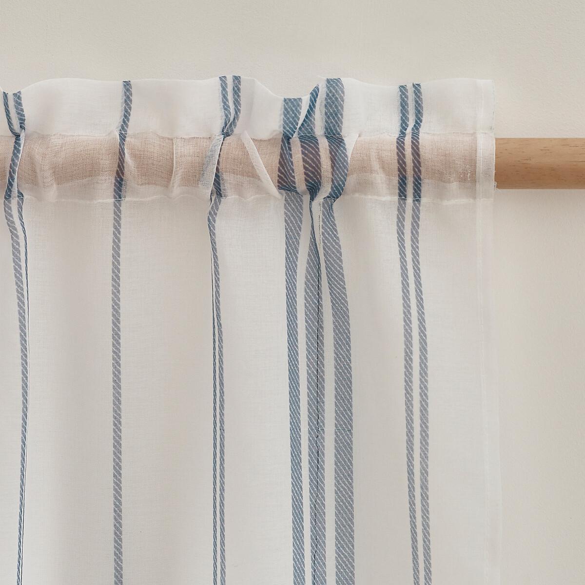 Harbour Stripe Slot Top Voile Curtain Panel – image 2