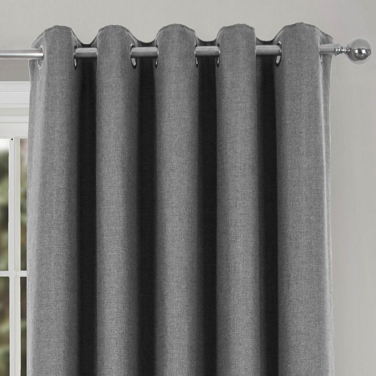 Faux Wool Soft Touch Blackout Lined Eyelet Curtains – image 2