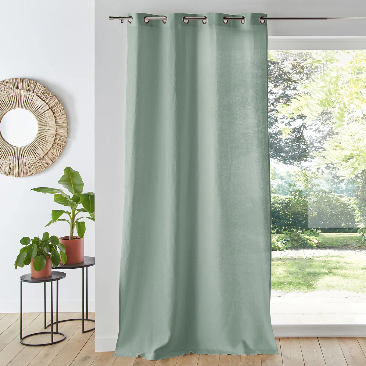 Onega Washed Linen Single Curtain with Eyelets – image 1