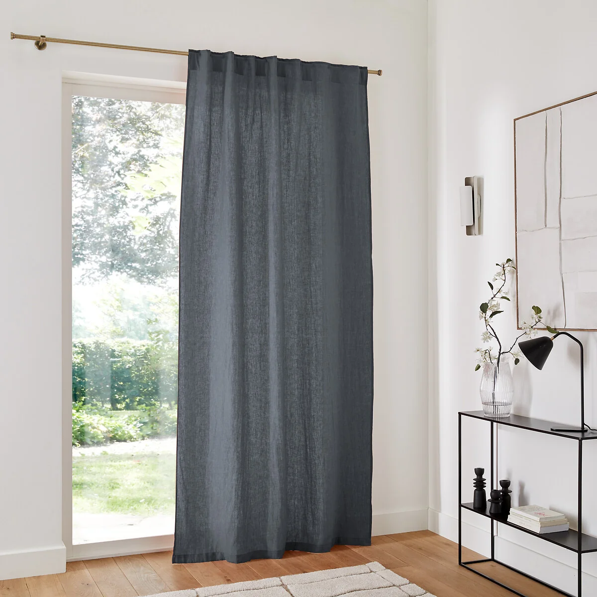 Onega Washed Linen Single Curtain with Concealed Tabs – image 3