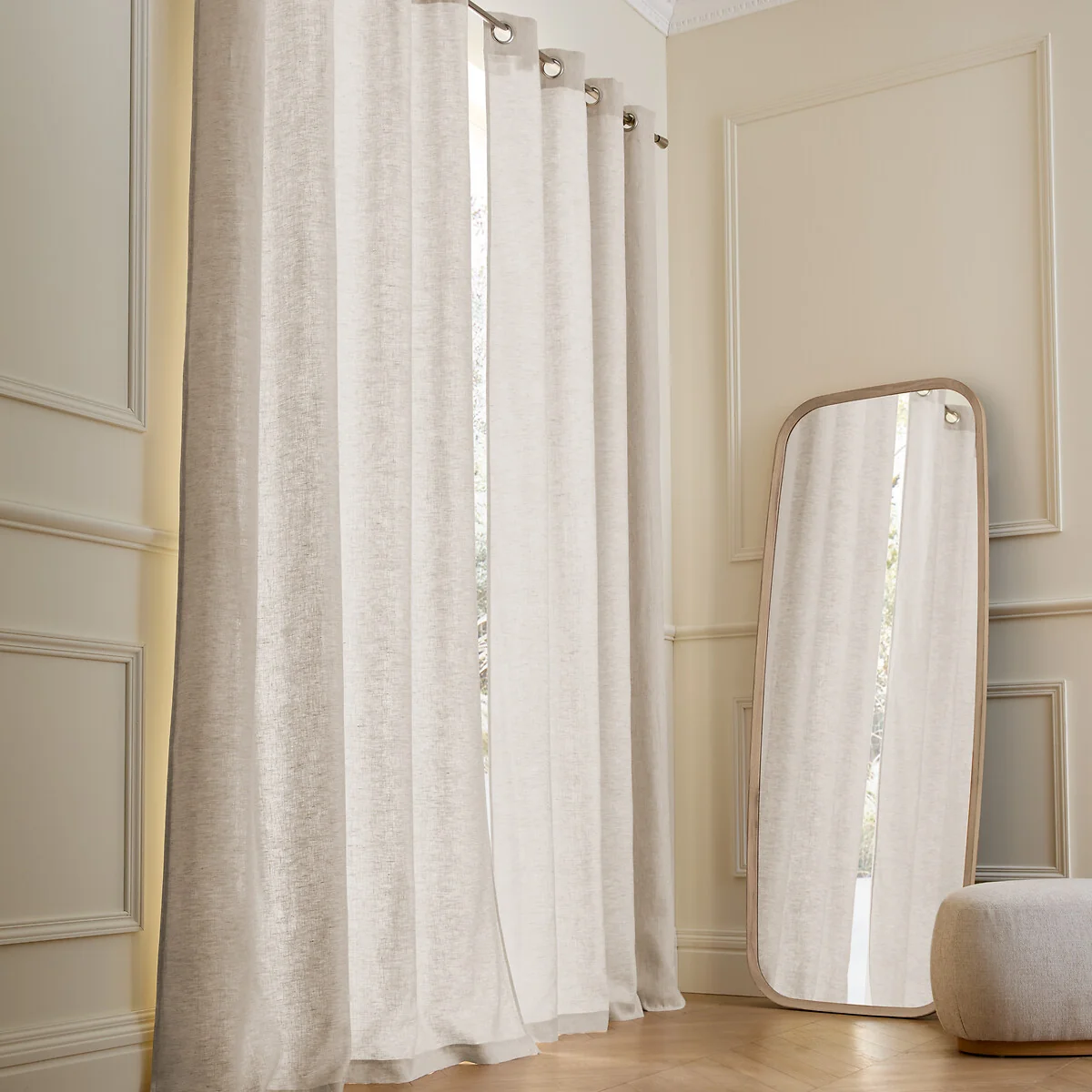 Private Single Lined Pre-Washed Linen Curtain with Eyelets – image 2