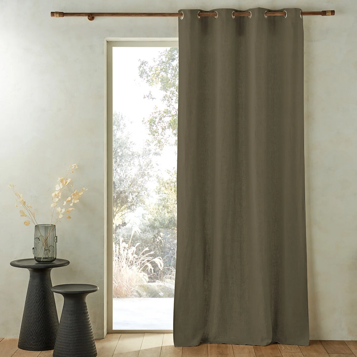 Private Single Lined Pre-Washed Linen Curtain with Eyelets – image 1