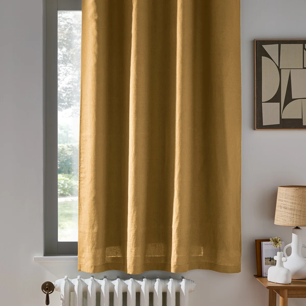 Onega 100% Washed Linen Eyelet Blackout Radiator Curtain – image 2